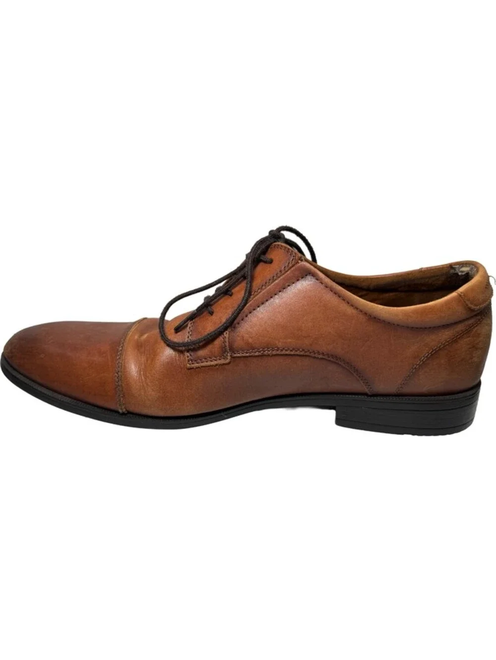 Aldo Flex Cap Toe Oxford Cognac Brown Leather Dress Shoes Mens Size 12 Lace Up